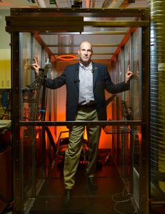 Chris Carlsten in the chamber that simulates levels of diesel exhaust in places like Beijing and busy ports in B.C. Photo: Don Erhardt