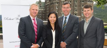 (l-r): Dave Duerr, Johnson & Johnson; SPPH MHA student, Julie Ho, Robert Wood Johnson Award Winner; Brian Schmidt, Clinical Professor, SPPH; and Craig Mitton, SPPH MHA Program Director