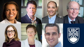 Faculty of Medicine researchers turning evidence into impact with new Michael Smith Health Research BC funding: Gina Ogilvie, David Patrick, Manish Sadarangani, Gavin Stuart, Kristin Campbell, Lesa Dawson, Liam Brunham.