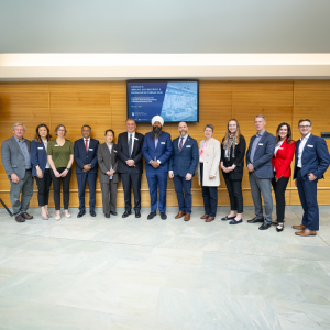 Participants in the funding announcement for Canada’s Immuno-Engineering and Biomanufacturing Hub pose for a group photo.