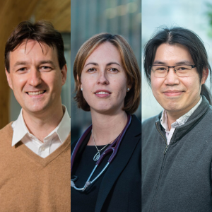 A composite image of Dr. Joerg Gsponer, Dr. Nadia Fairbairn and Dr. Calvin Kuo.